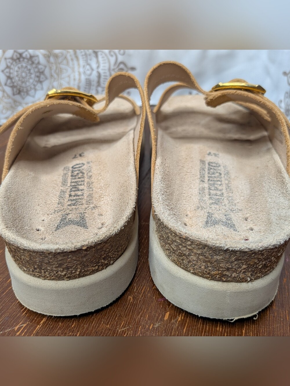 Mephisto Women's Hester Light Sand Havana 512 Two Buckle Straps Flat Sandals 37 - Picture 5 of 10